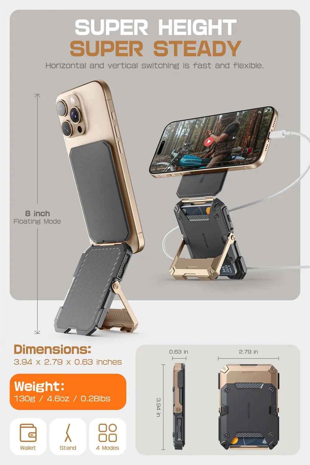 SUPCASE Magnetic Tripod Phone Stand – Credit Card Holder, MagSafe Compatible