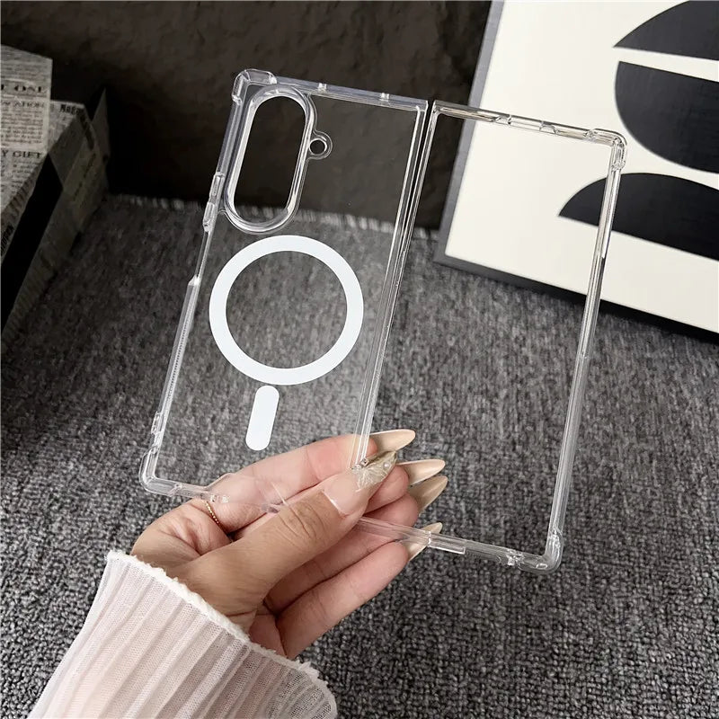 Samsung Z Fold 7 Clear Magnetic Case – MagSafe & Wireless Charging