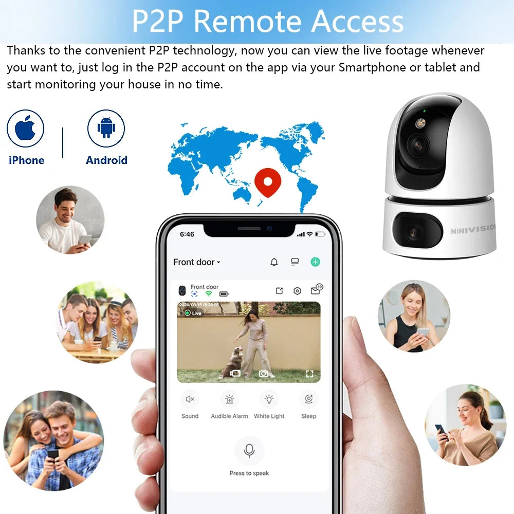 Dual Lens 4K 8MP WiFi PTZ Camera – 10X Zoom, Auto Tracking, Indoor Security