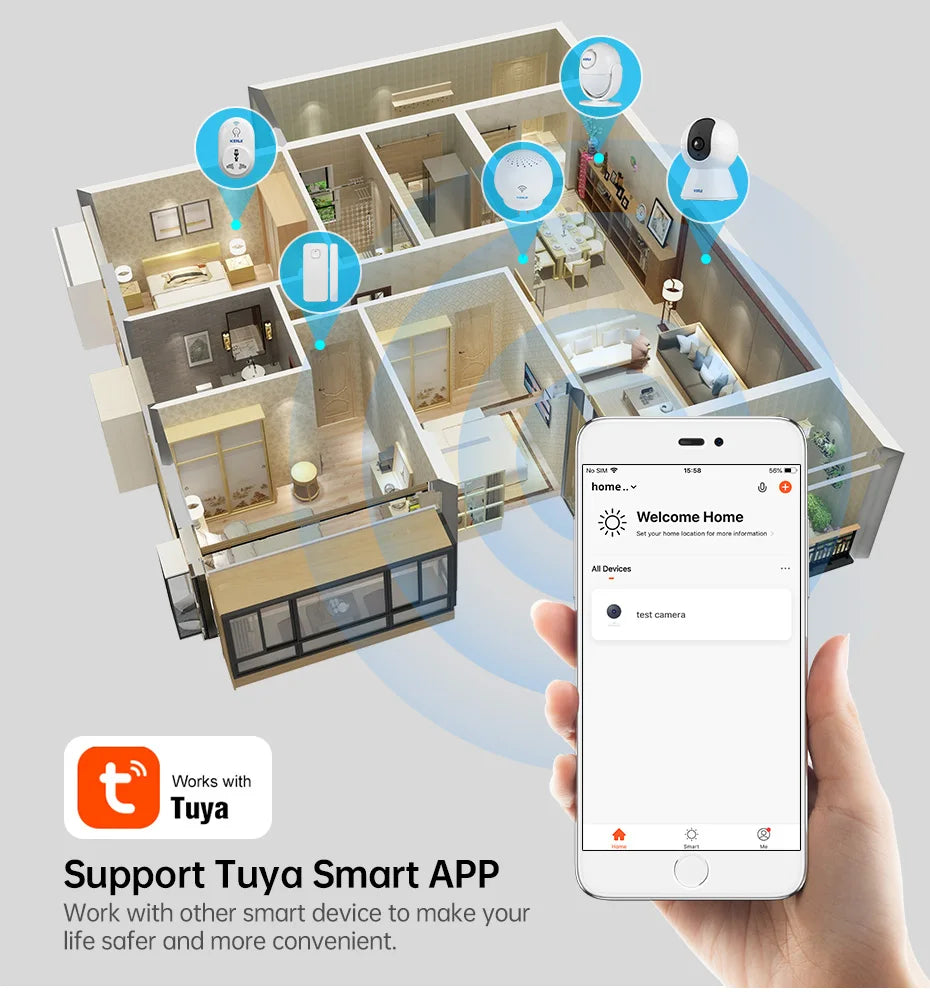 KERUI 5MP 4K Mini WiFi Camera – Tuya Smart AI Indoor Security