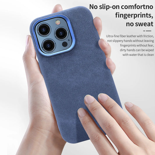 Full-Wrap Magnetic Alcantara Case – Luxury Suede Leather for iPhone 16 Pro/Max