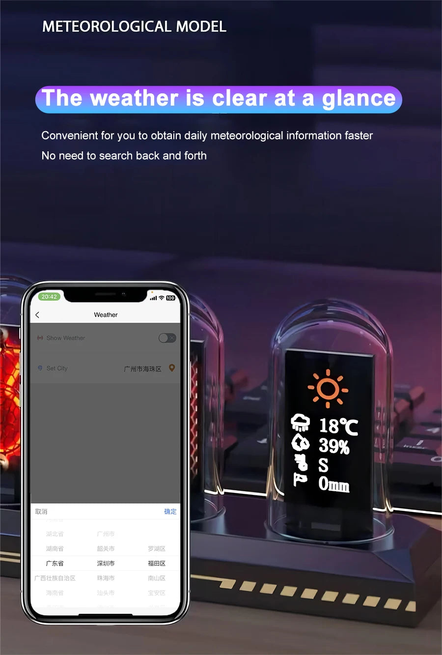 RGB Nixie Tube Clock – LED Glow, IPS Screen, DIY Desktop Decor