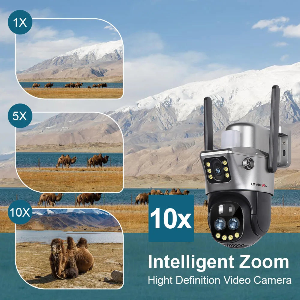 LS Vision V380 Dual Lens Solar Camera – 8MP 4K, 10X Zoom, WiFi/4G