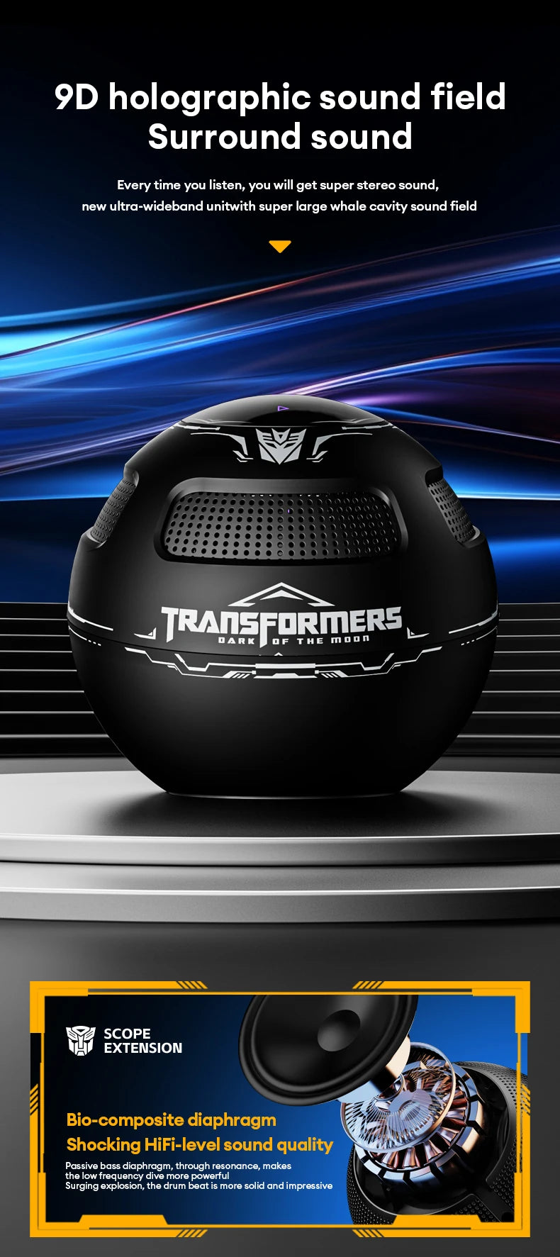 Transformers TF-Y17 Portable Bluetooth Speaker – Long Battery, Stereo Sound