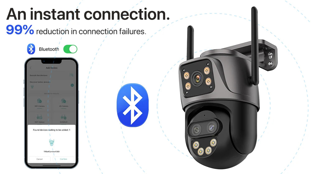 6K 9MP Outdoor WiFi Camera – Triple Lens, Dual Screen, PTZ Auto Tracking