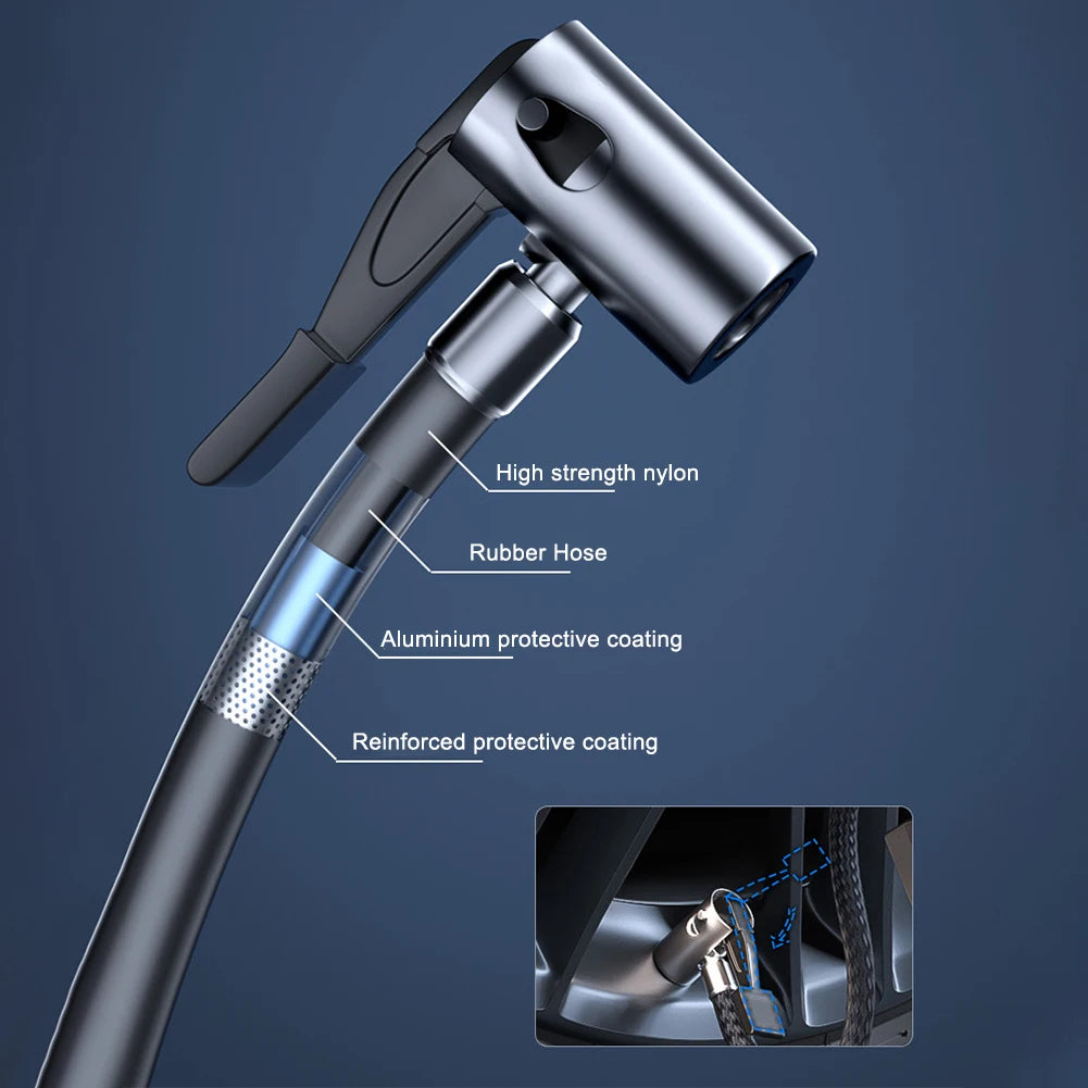 4-in-1 Car Vacuum & Tire Inflator – Cordless, LED, Strong Suction