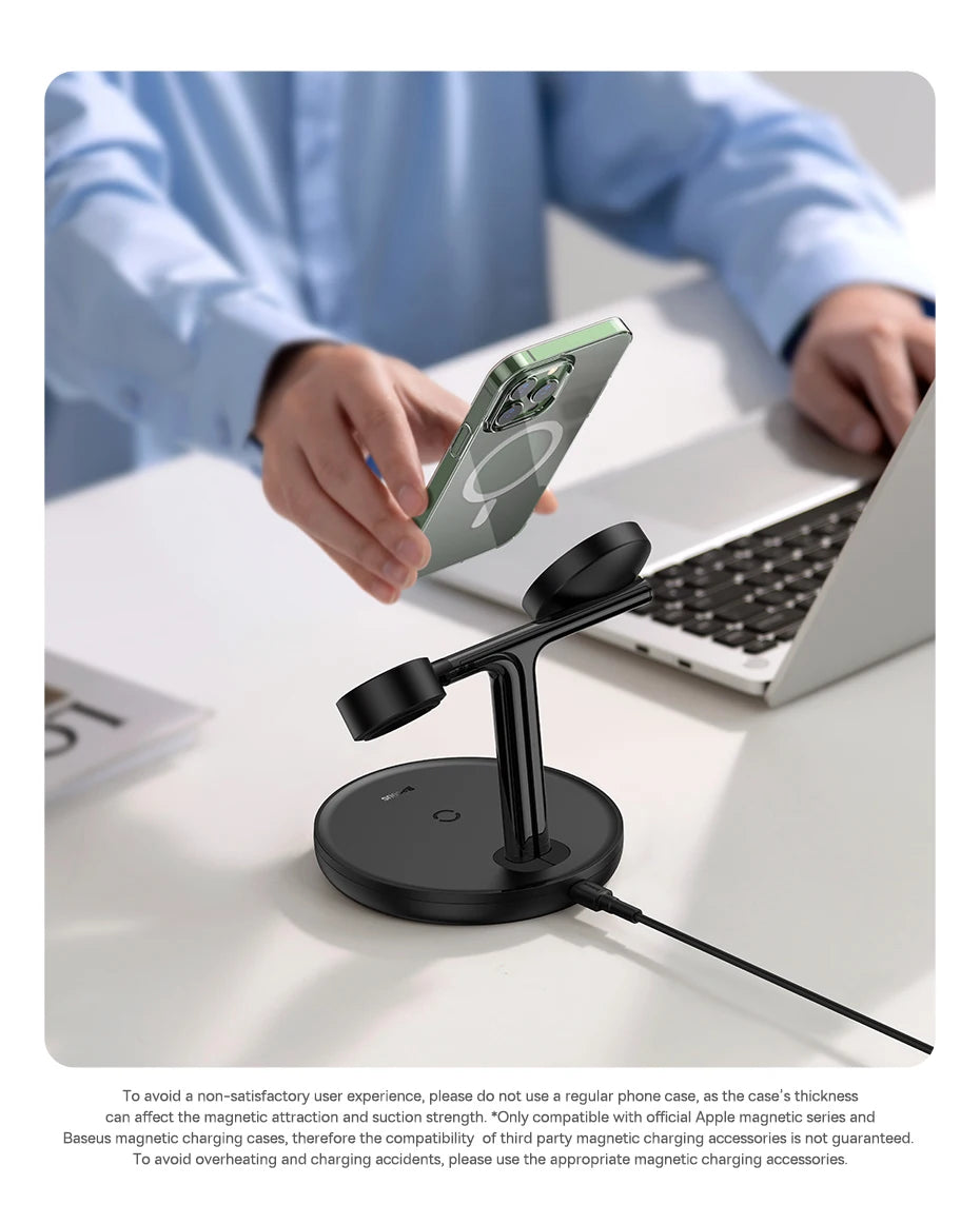 Baseus 3-in-1 20W Magnetic Wireless Charger – iPhone, AirPods & Apple Watch