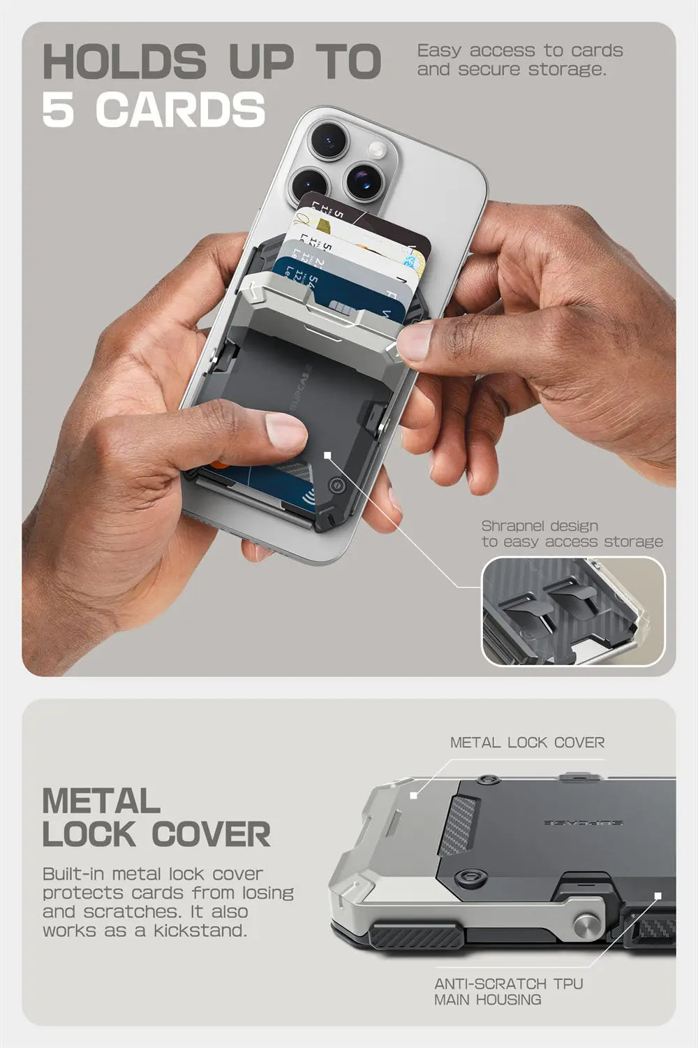 SUPCASE Magnetic Tripod Phone Stand – Credit Card Holder, MagSafe Compatible