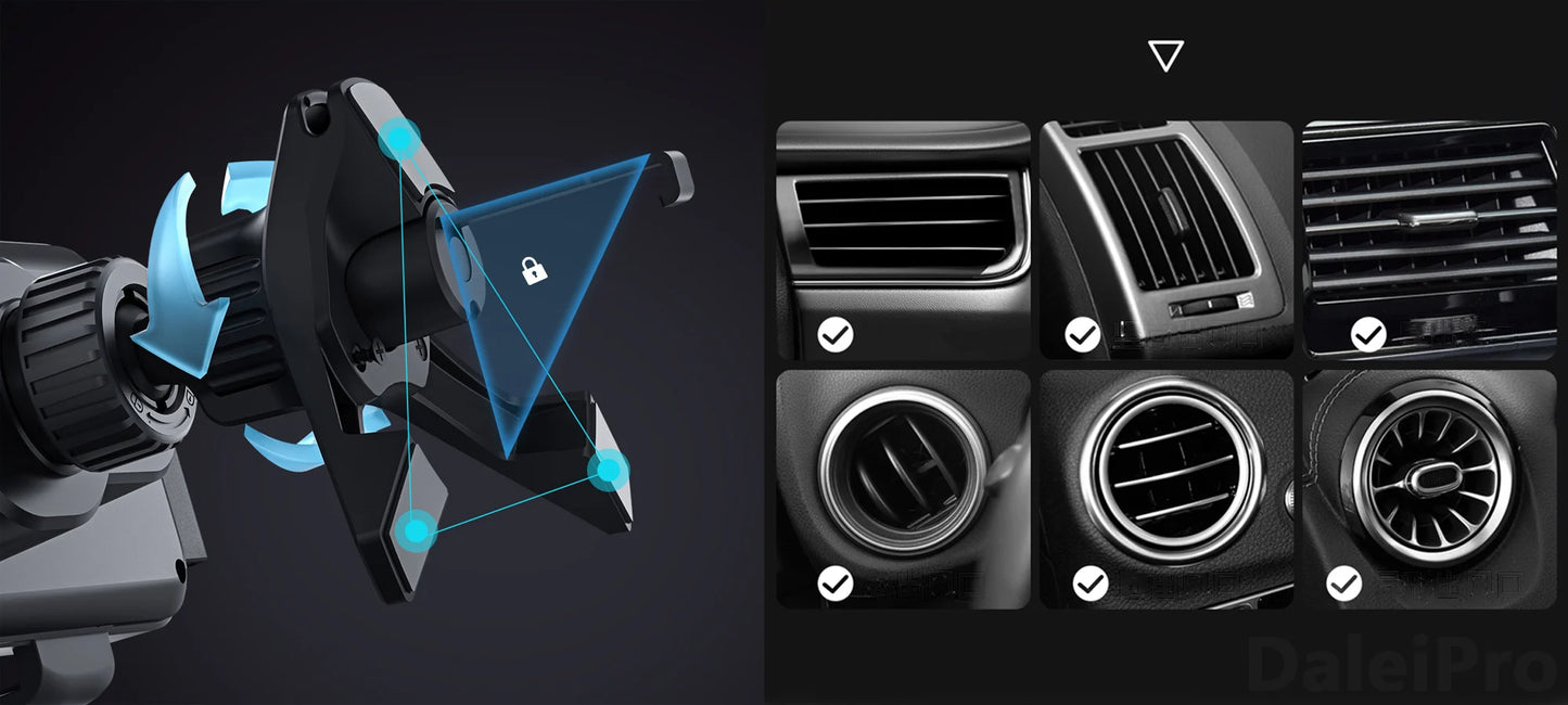 Universal Car Phone Holder & Wireless Charger – MagSafe, Auto-Rotation