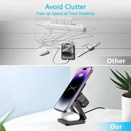 3-in-1 Foldable Magnetic Wireless Charger – iPhone, iWatch & AirPods