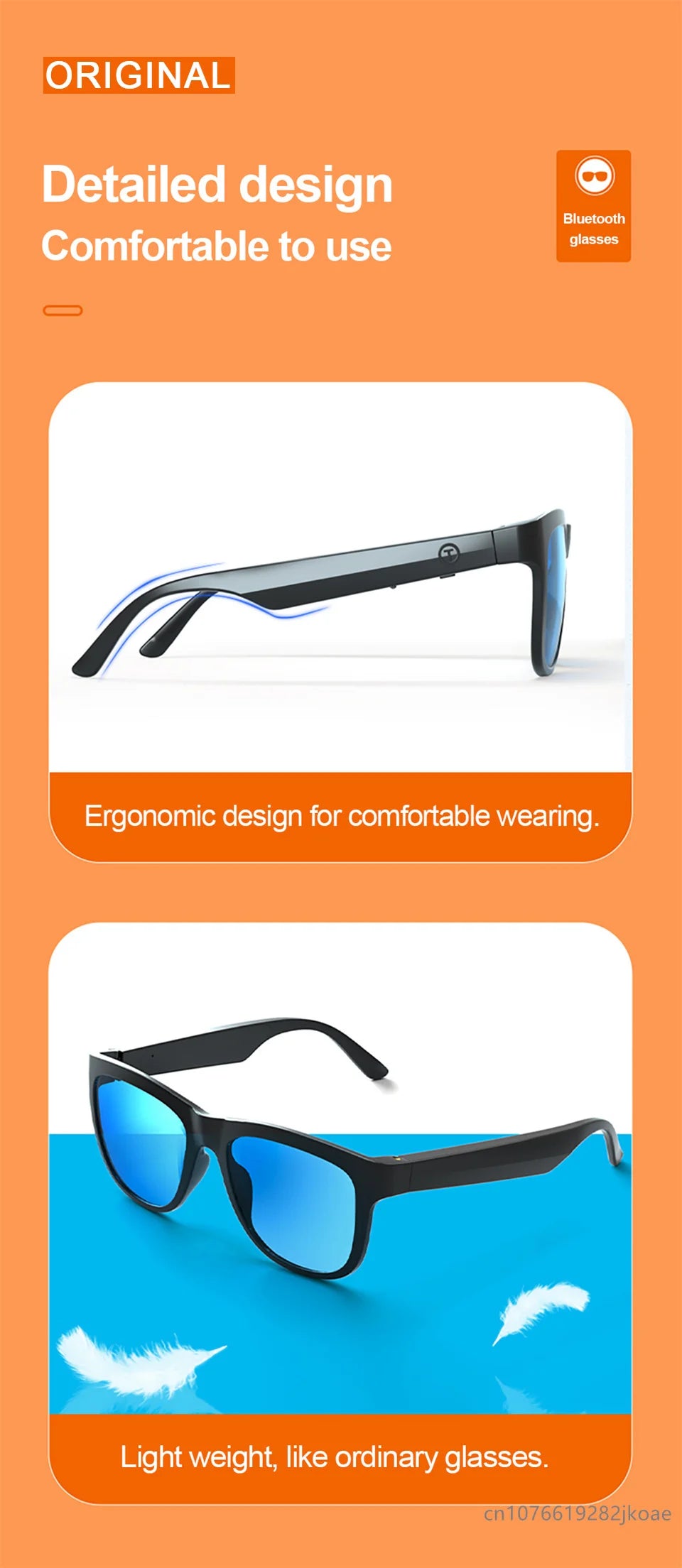 Lecoo C8 Smart Glasses – Wireless Bluetooth 5.0 Headset with HD Mic