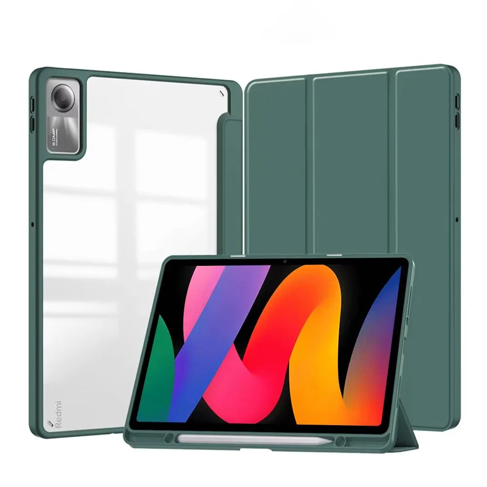 Transparent Hard Case for Redmi Pad SE – Awake/Sleep Cover, 8.7–12.1