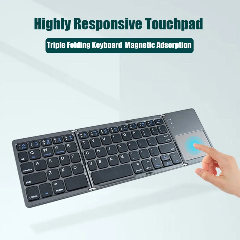 Folding Bluetooth Keyboard with Touchpad – Mini Wireless, Universal 3-System