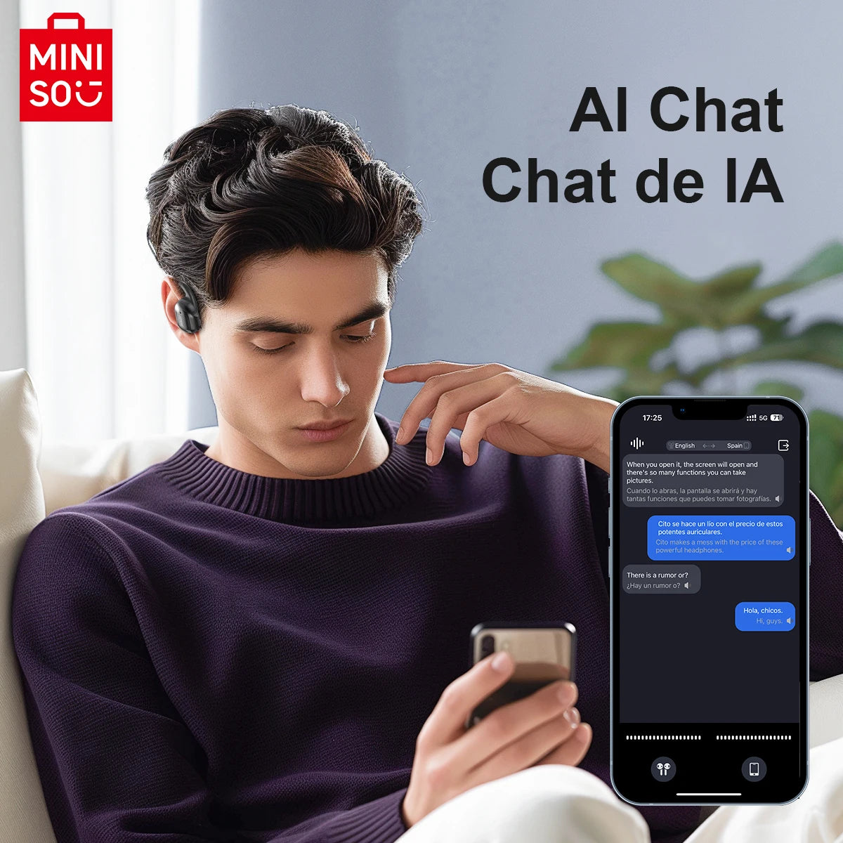 MINISO MS162 Translator Earphones – Face-to-Face Bluetooth Wireless Headset